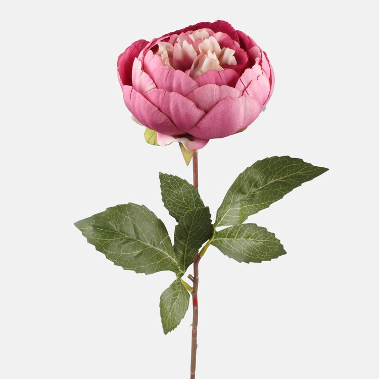42cm Dark Pink Peony - Artificial Single Stem Flower