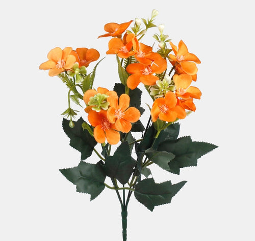 34cm Orange Primrose Bunch with Foliage - Artificial Flower