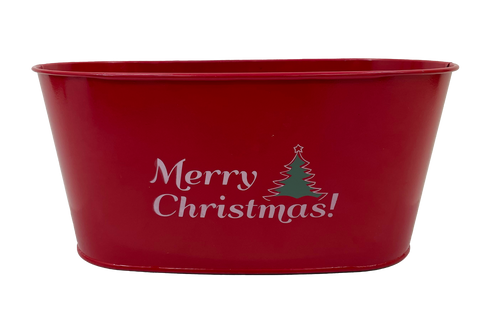 25cm Red Merry Christmas Zinc Metal Trough