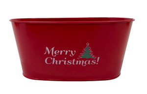 25cm Red Merry Christmas Zinc Metal Trough