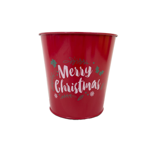 16cm Red Merry Christmas Zinc Metal Pot