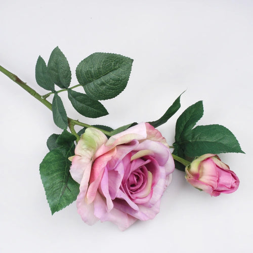 65cm Pink / Lilac Real Touch Rose - Artificial Single Stem Flower