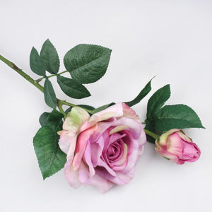 65cm Pink / Lilac Real Touch Rose - Artificial Single Stem Flower