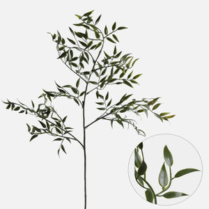 77cm Realistic Single Stem Green Ruscus Spray - Artificial Greenery