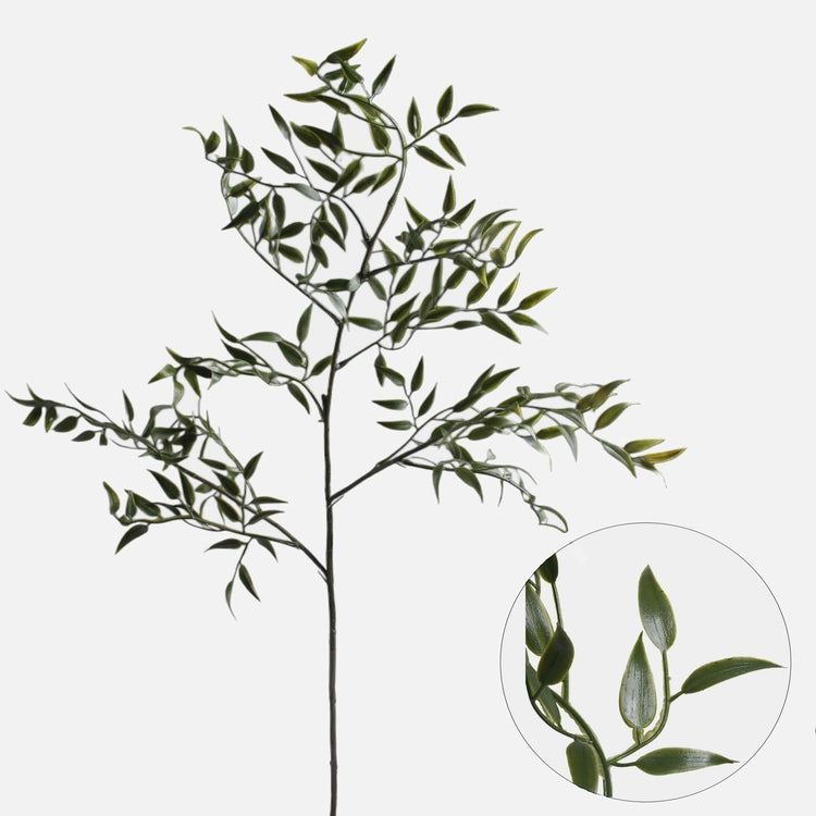 77cm Realistic Single Stem Green Ruscus Spray - Artificial Greenery