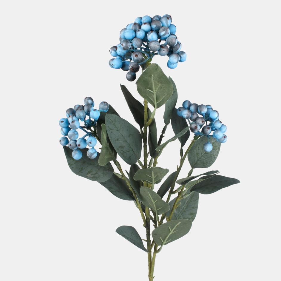 65cm Artificial Blue Berry Spray Single Stem