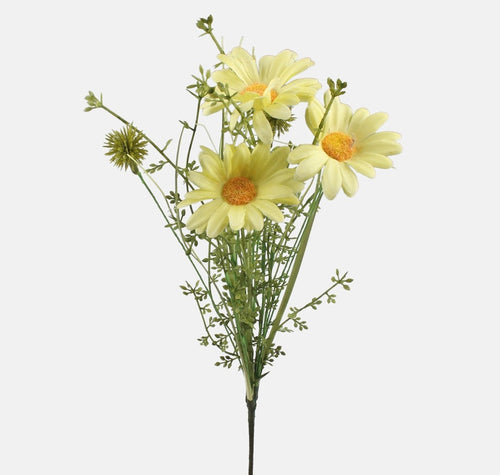 47cm Yellow Daisy Bunch with Foliage - Artificial Flower