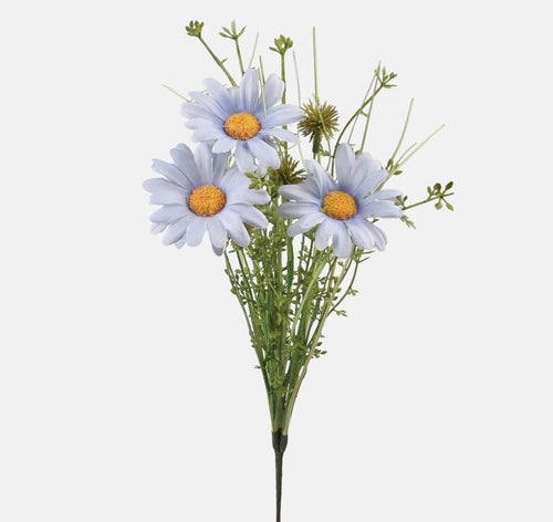 47cm Blue Daisy Bunch with Foliage - Artificial Flower