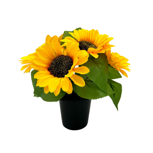 Sunflower and Foliage Weighted Memorial Grave Pot