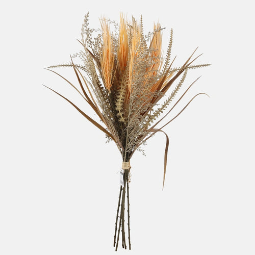 58cm Large Deluxe Autumnal Dried Look Grass Bunch - Orange/Beige