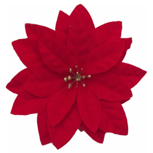 12cm Red Velvet Poinsettia - x 12pcs Single Loose Heads - Artificial Christmas Wreath