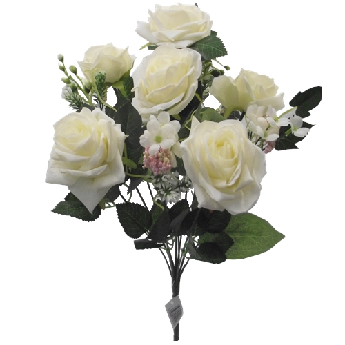 50cm Large Rosebud and Berry Bush Bundle Ivory - Artificial Flower