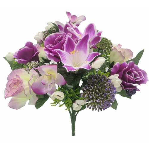 39cm Large Purple Ivory - Rose Lily and Orchid Bush