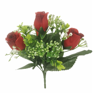 22cm Rose and Mixed Berry Bush Red - Artificial Flower Christmas