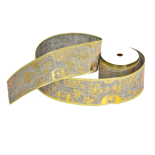 Snowflake & Bauble Design Wired Edge Christmas Ribbon - 63mm x 10yds