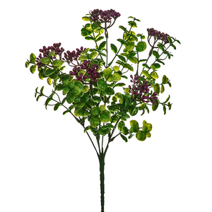 32cm Artificial Purple Green Plastic Berry Bush - Artificial Flower Bunch