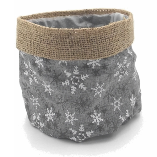 15cm Cloth Pot Planter - Plastic Lined - Snowflake Grey White