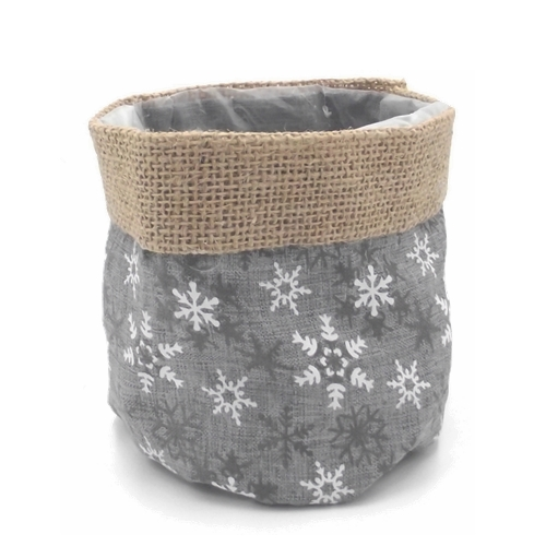 13cm Cloth Pot Planter - Plastic Lined - Snowflake Grey White