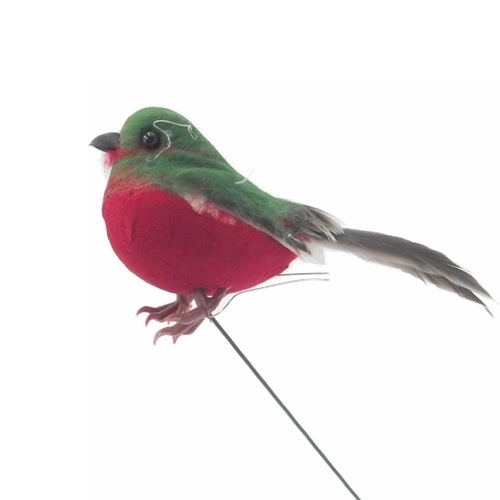 12 x 7.5cm Handmade Red/Brown Christmas Robin Pick on Wire