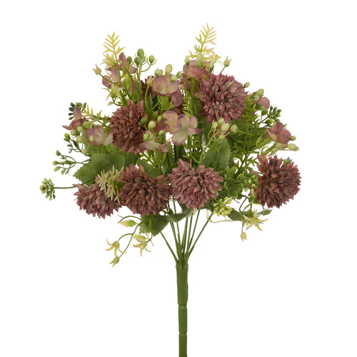 34cm Chrysanthemum Hydrangea and Berry Bush - Vintage Pink Mauve