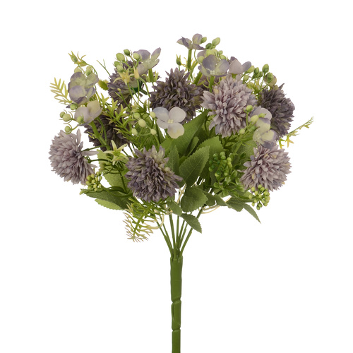 34cm Chrysanthemum Hydrangea and Berry Bush - Lilac