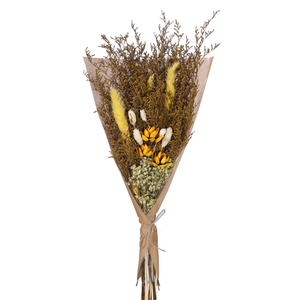 70cm Large Dried Mixed Flower Bouquet - Yellow/Ivory - Dried Flowers