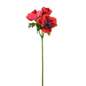 46cm Red Single Stem Anemone - Artificial Flower Christmas