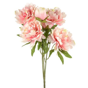 42cm Artificial Flora Peony Bush Pale Pink