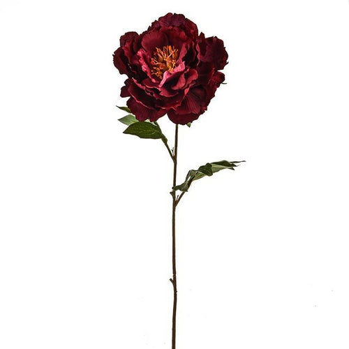 63cm Wine Peony Jewel Spray - Silk Artificial Single Stem