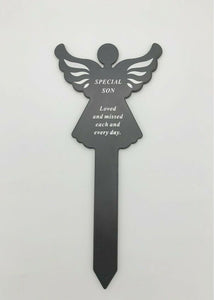 Black & White Plastic Memorial Angel Cherub Stake Graveside Spike Crematorium