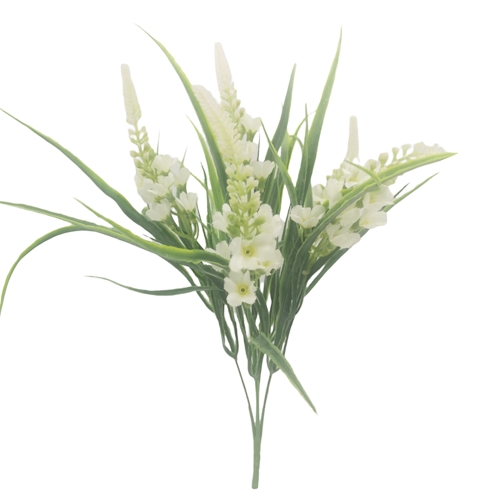 40cm Veronica Bush Greenery Bundle Ivory Green - Artificial