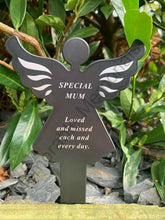 Load image into Gallery viewer, Black &amp; White Plastic Memorial Angel Cherub Stake Graveside Spike Crematorium