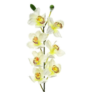 83cm Artificial Large Cream Cymbidium Orchid Single Stem