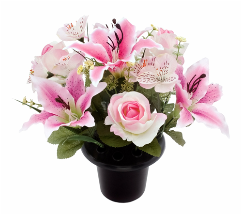 Lily Rose Alstro - Artificial Flower Grave Crem Pot