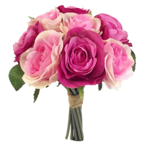 26cm Mixed Pink Rose Bundle - Silk Artificial Bridesmaids Flowers Bouquet