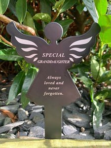 Black & White Plastic Memorial Angel Cherub Stake Graveside Spike Crematorium