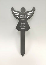 Load image into Gallery viewer, Black &amp; White Plastic Memorial Angel Cherub Stake Graveside Spike Crematorium