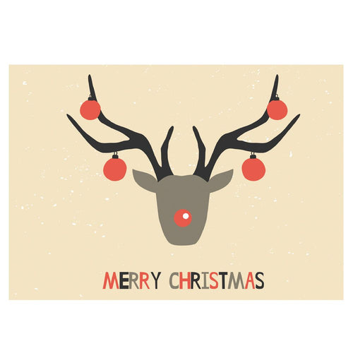 25 x Oasis Merry Christmas Folding Card - Reindeer Head