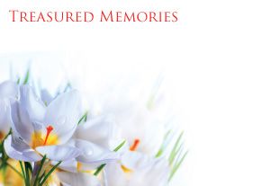 1 x Pack Large Treasured Memories Card - Funeral / Memorial Ivory Crocus Floral Design