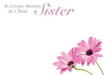 1 x Pack Large In Loving Memory of a Dear Sister Card - Funeral / Memorial Pink Daisy Floral Design