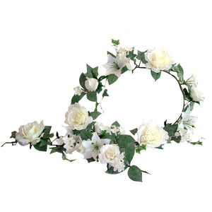 6ft White Rose and Lily Garland