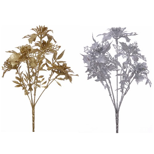 29cm Glittered Poinsettia Bush (XB11+S)