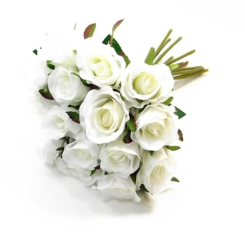 24cm Large Open Rose Bundle (15 Heads) Ivory