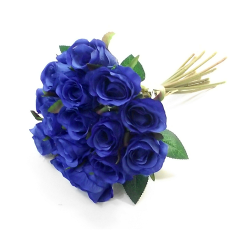 24cm Rosebud Bundle Bunch - 15 Heads - Royal Blue