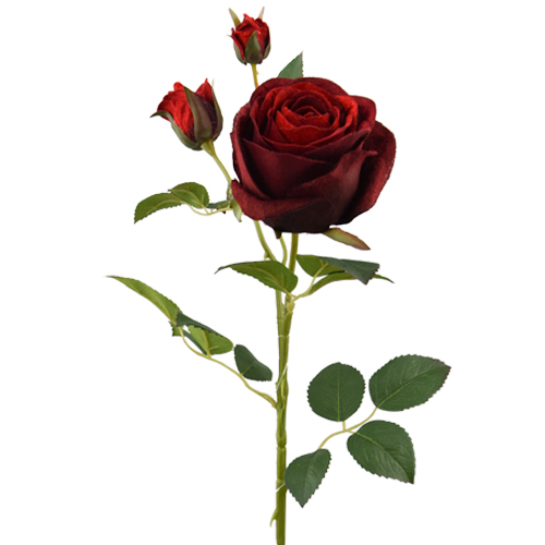 74cm Large Velvet Touch Spray Red Rose - Silk Artificial Single Stem Valentines