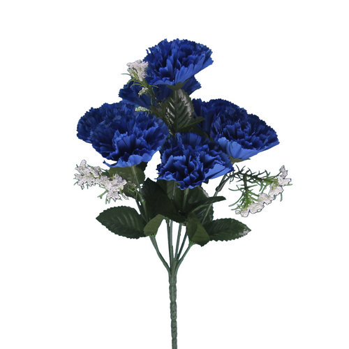 32cm Royal Blue Carnation and Gyp Bush Bunch (7 heads)