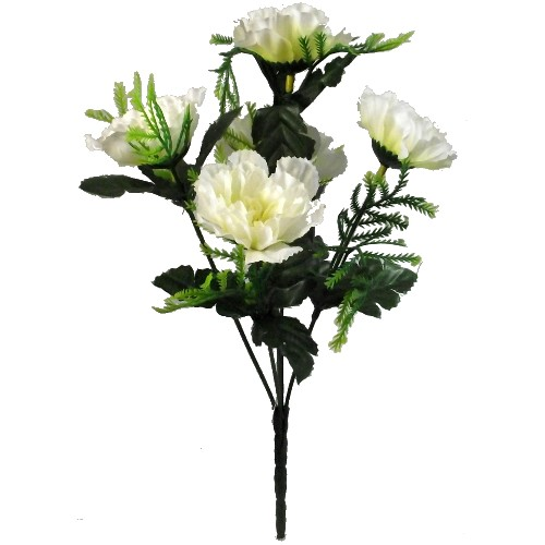 30cm White Spray Carnation Bunch - Artificial Silk Flower