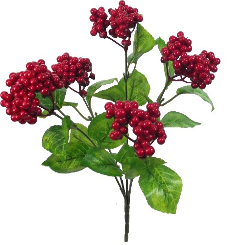 32cm Red/Green Berry Bush - Christmas Artificial