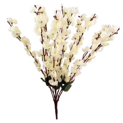 64cm Large Artificial Ivory Cherry Blossom Bush