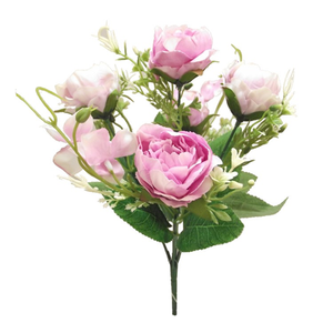 31cm Peony and Hydrangea Bush Pink/Lilac - Artificial